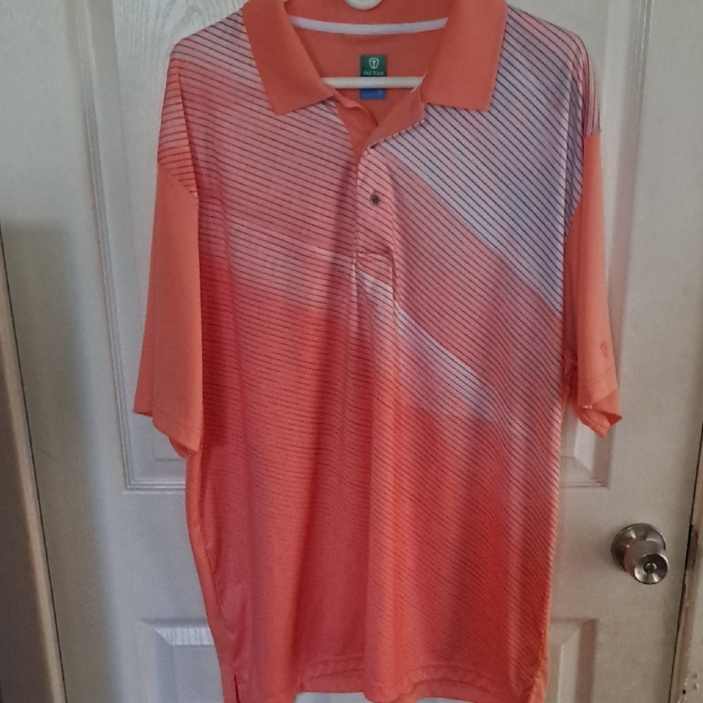 Men's Gradient Coral Polo Shirt by Unbranded
